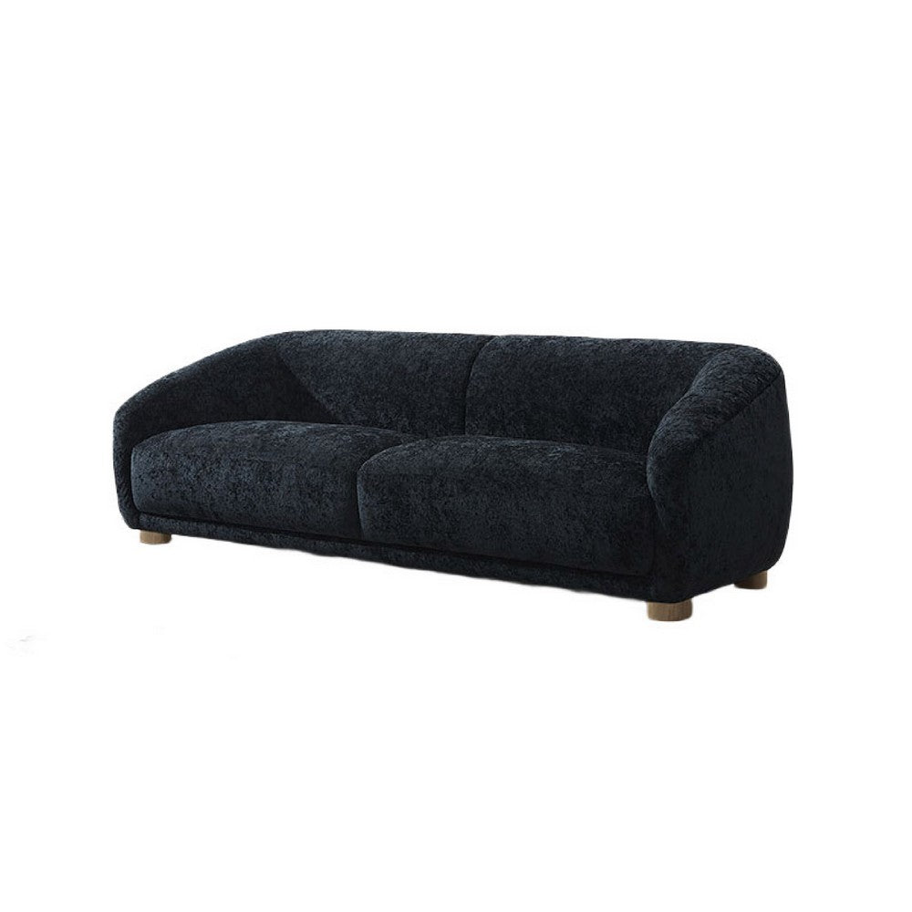 Oliver Loveseat with Round Back Sloped Arms | Soft Black Chenille 68"