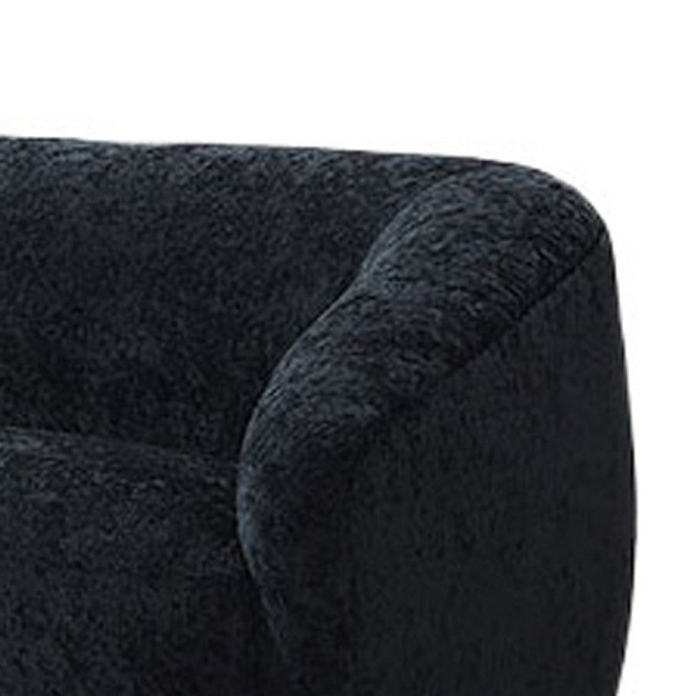 Oliver Loveseat with Round Back Sloped Arms | Soft Black Chenille 68"