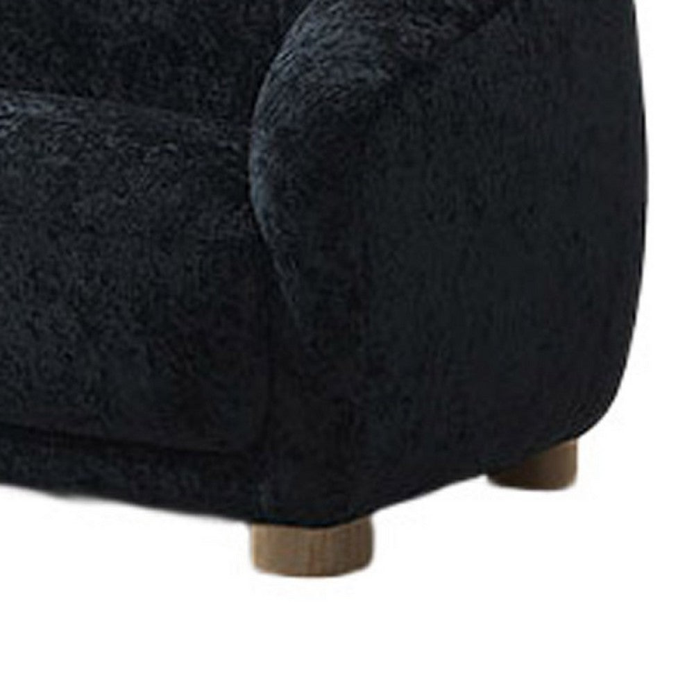Oliver Loveseat with Round Back Sloped Arms | Soft Black Chenille 68"