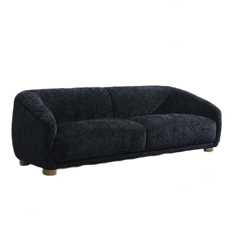 Oliver Sofa with Round Back and Sloped Arms | Soft Black Chenille 88"