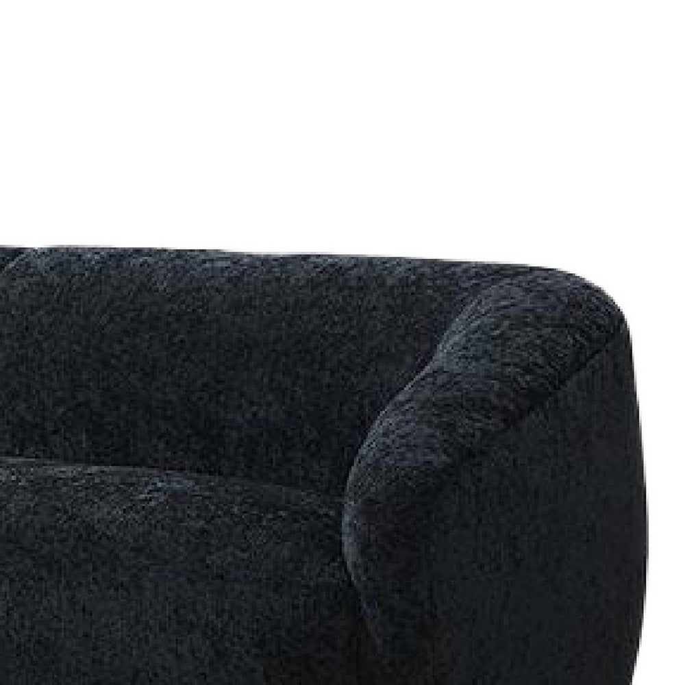 Oliver Sofa with Round Back and Sloped Arms | Soft Black Chenille 88"