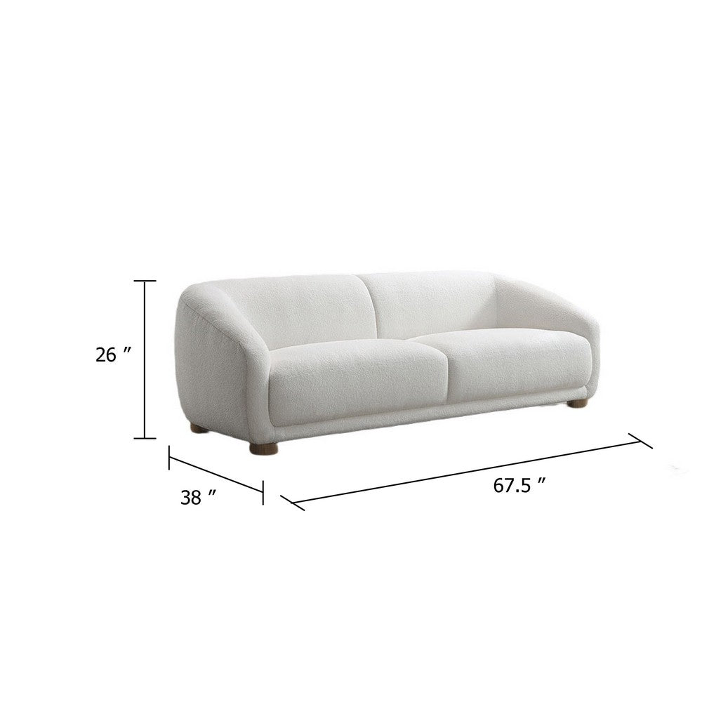 Oliver Loveseat with Round Back Sloped Arms | Soft White Boucle 68"