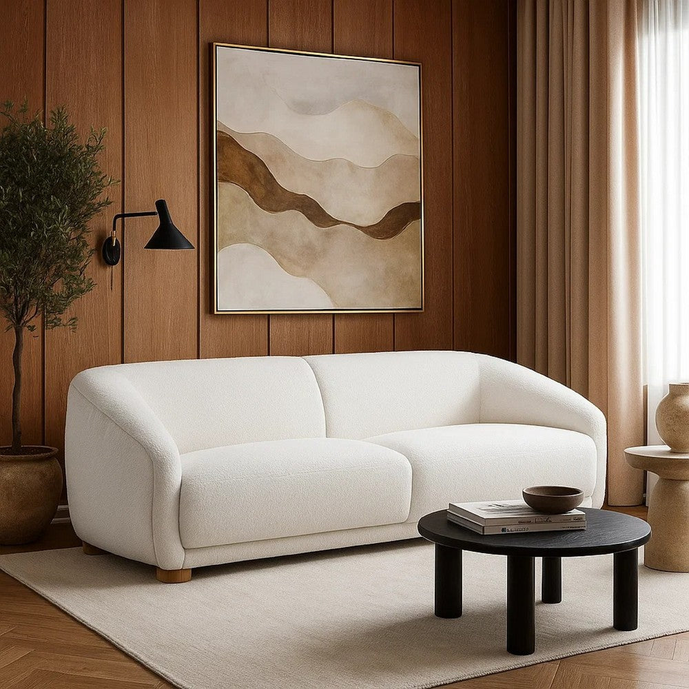 Oliver Loveseat with Round Back Sloped Arms | Soft White Boucle 68"