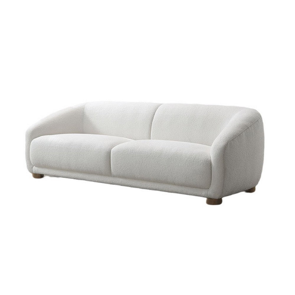 Oliver Sofa with Round Back Sloped Arms | Soft White Boucle 88"