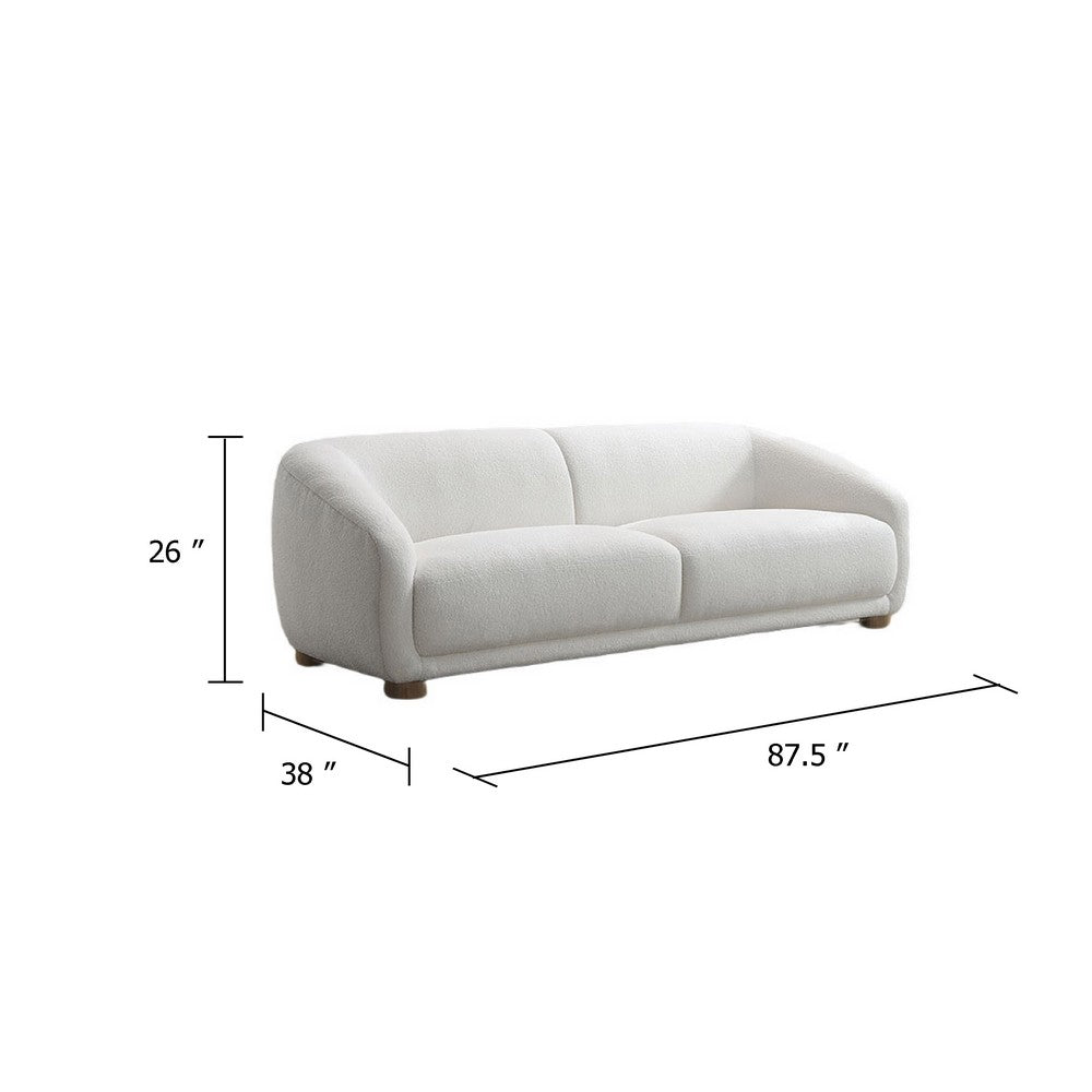 Oliver Sofa with Round Back Sloped Arms | Soft White Boucle 88"