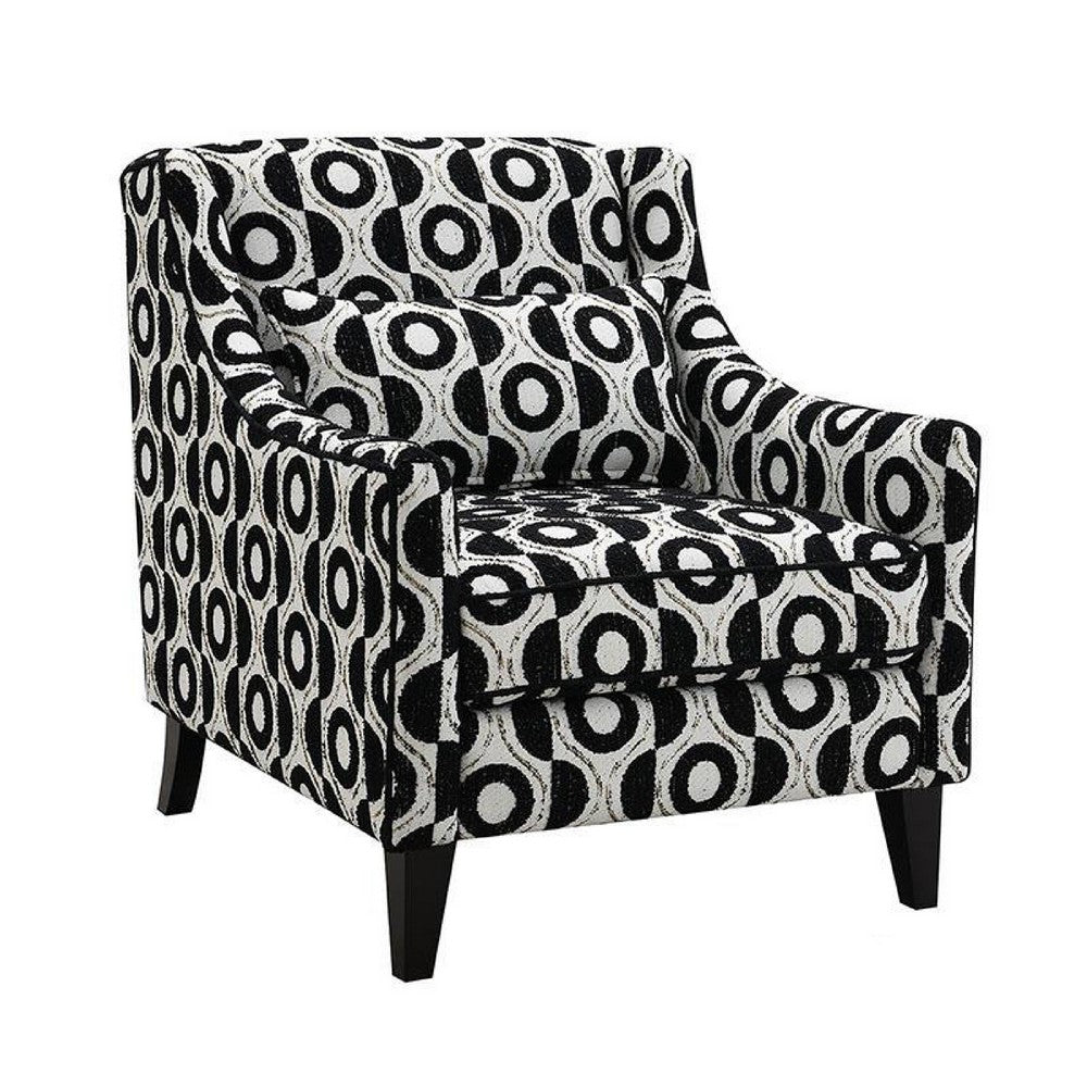 Viani Accent Chair | Round Eye Pattern | Solid Wood | Black Chenille