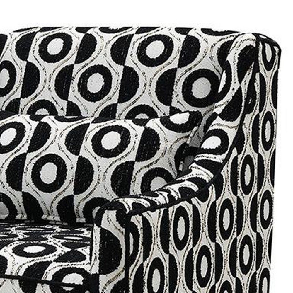 Viani Accent Chair | Round Eye Pattern | Solid Wood | Black Chenille