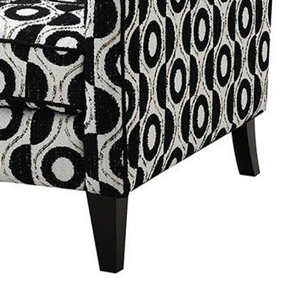Viani Accent Chair | Round Eye Pattern | Solid Wood | Black Chenille