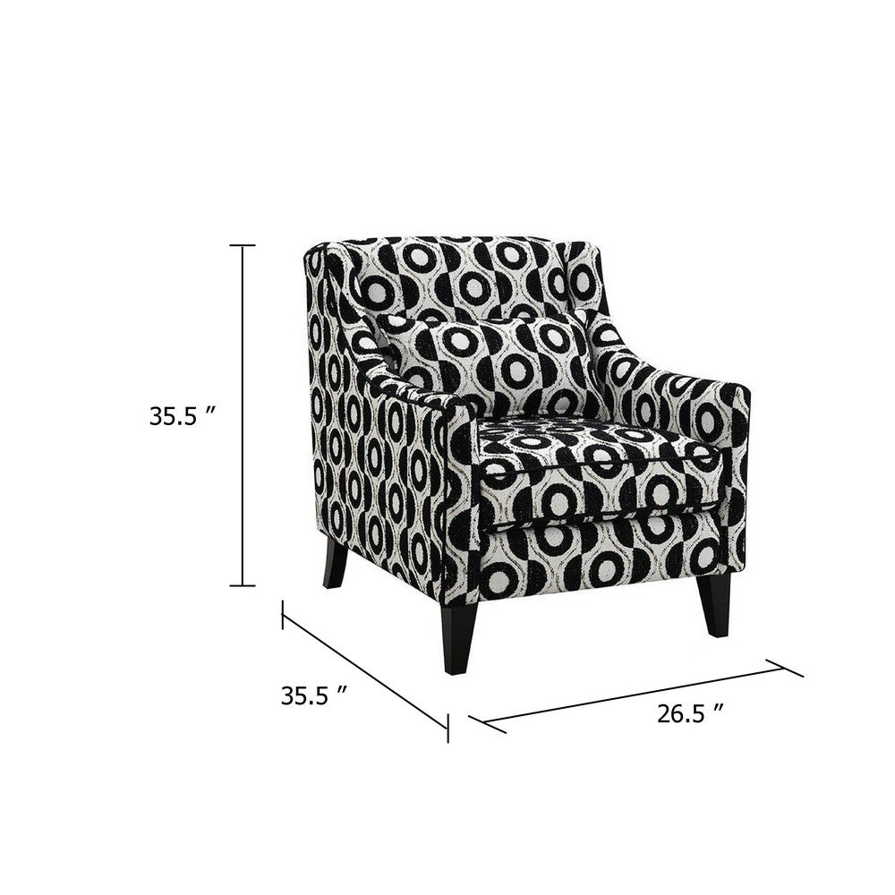 Viani Accent Chair | Round Eye Pattern | Solid Wood | Black Chenille