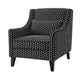 Viani Accent Chair | Black Chenille Square Dotted Pattern | Solid Wood