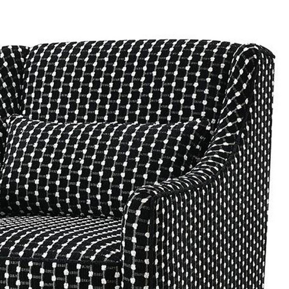 Viani Accent Chair | Black Chenille Square Dotted Pattern | Solid Wood