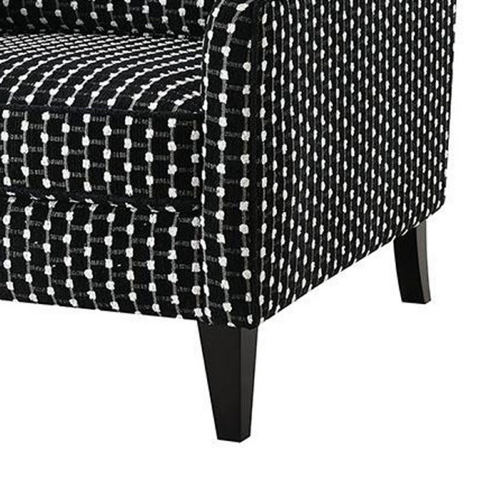 Viani Accent Chair | Black Chenille Square Dotted Pattern | Solid Wood