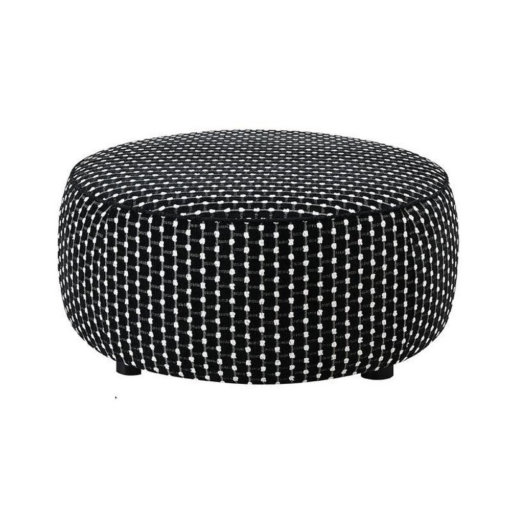 Viani Accent Ottoman | Square Dotted Pattern | Black Chenille 36"