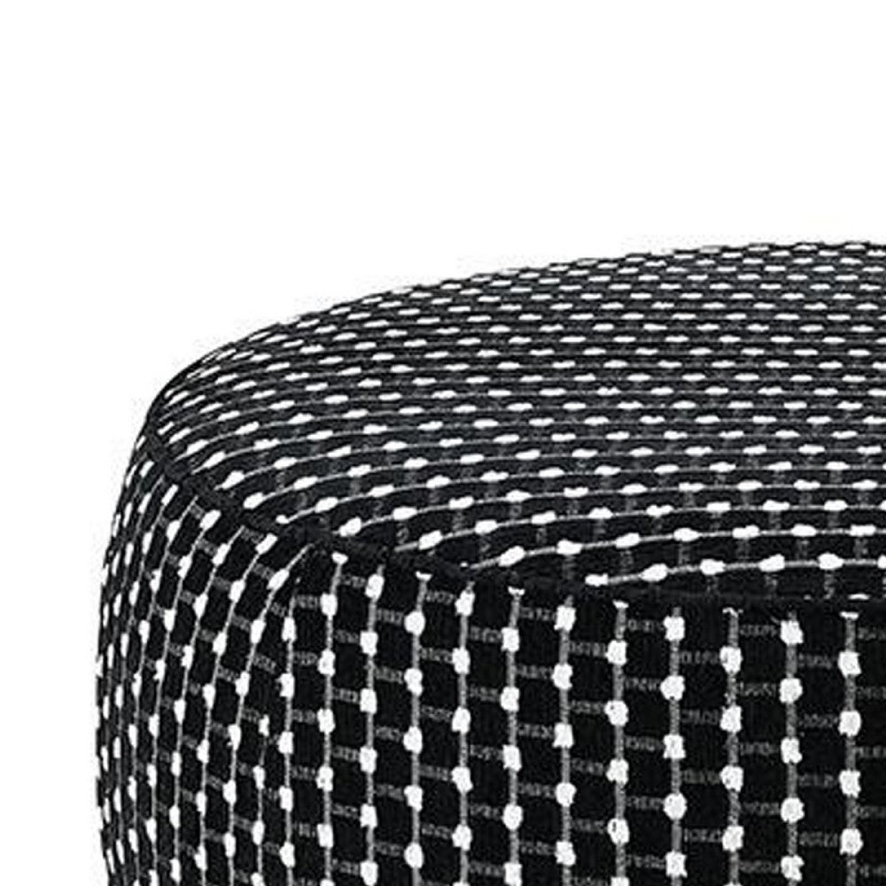 Viani Accent Ottoman | Square Dotted Pattern | Black Chenille 36"