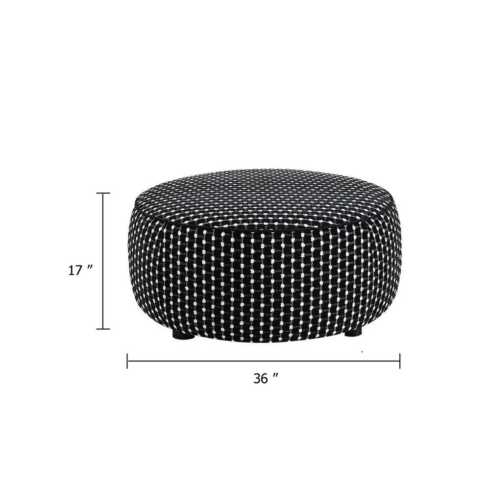 Viani Accent Ottoman | Square Dotted Pattern | Black Chenille 36"