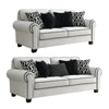 Viani Sofa and Loveseat Set | Rolled Arms | 9 Pillows | White Chenille