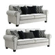 Viani Sofa and Loveseat Set | Rolled Arms | 9 Pillows | White Chenille
