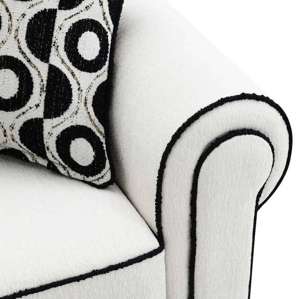 Viani Sofa and Loveseat Set | Rolled Arms | 9 Pillows | White Chenille