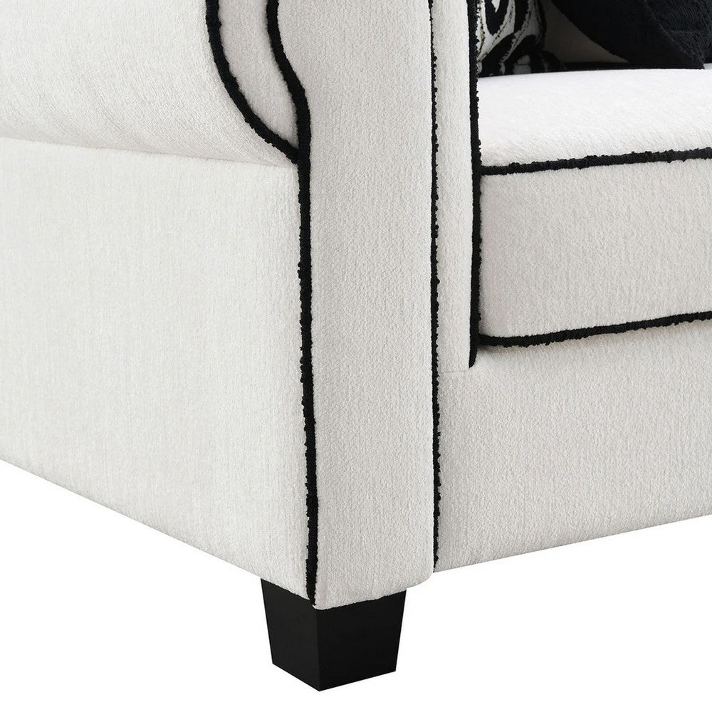 Viani Sofa and Loveseat Set | Rolled Arms | 9 Pillows | White Chenille