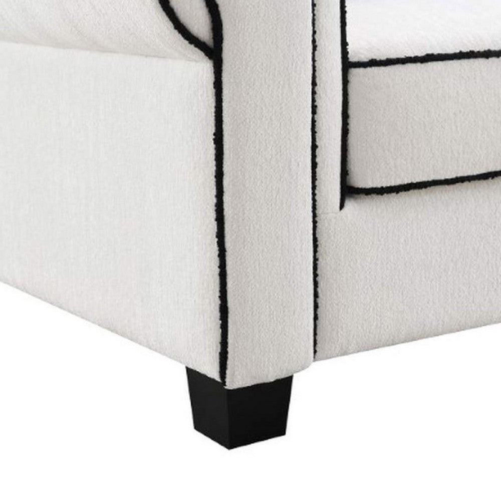Viani Loveseat with Rolled Arms | 4 Pillows | White Chenille | 69"