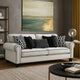 Viani Sofa | Roll Arms | Flange Trim | 5 Pillows | White Chenille 87"