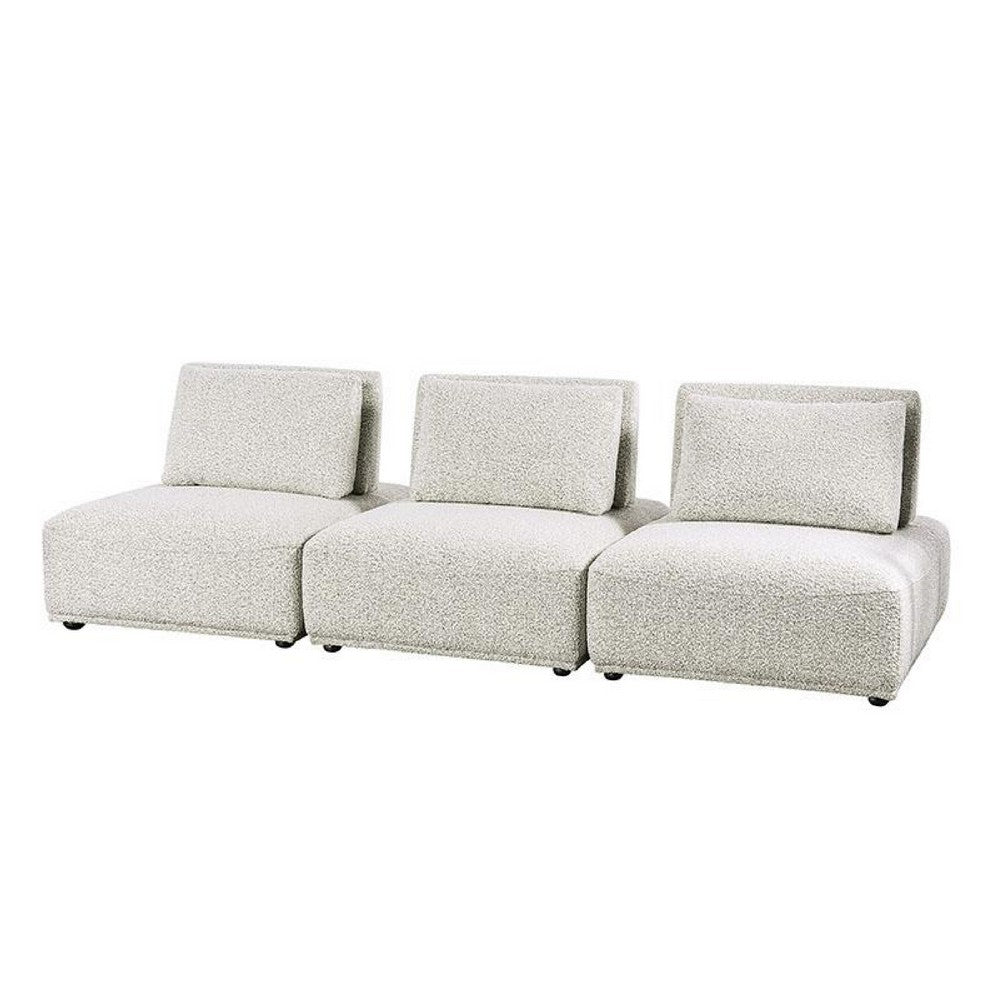 Stavan 3 Seater Modular Sofa | Light Gray Boucle | Adjustable Backs