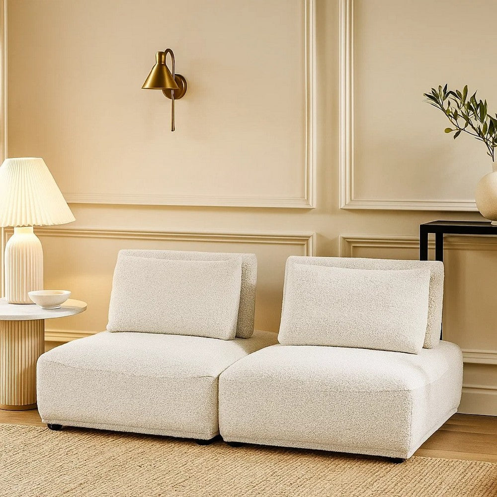 Stavan 2 Seater Modular Sofa | Light Gray Boucle | Adjustable Backs