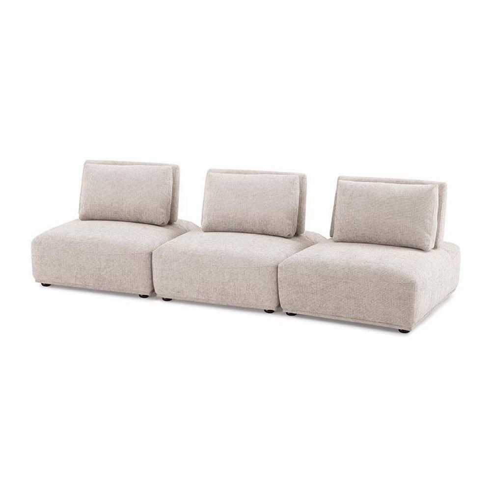 Stavan Modular 3 Seater Sofa | Light Brown Boucle | Adjustable Backs