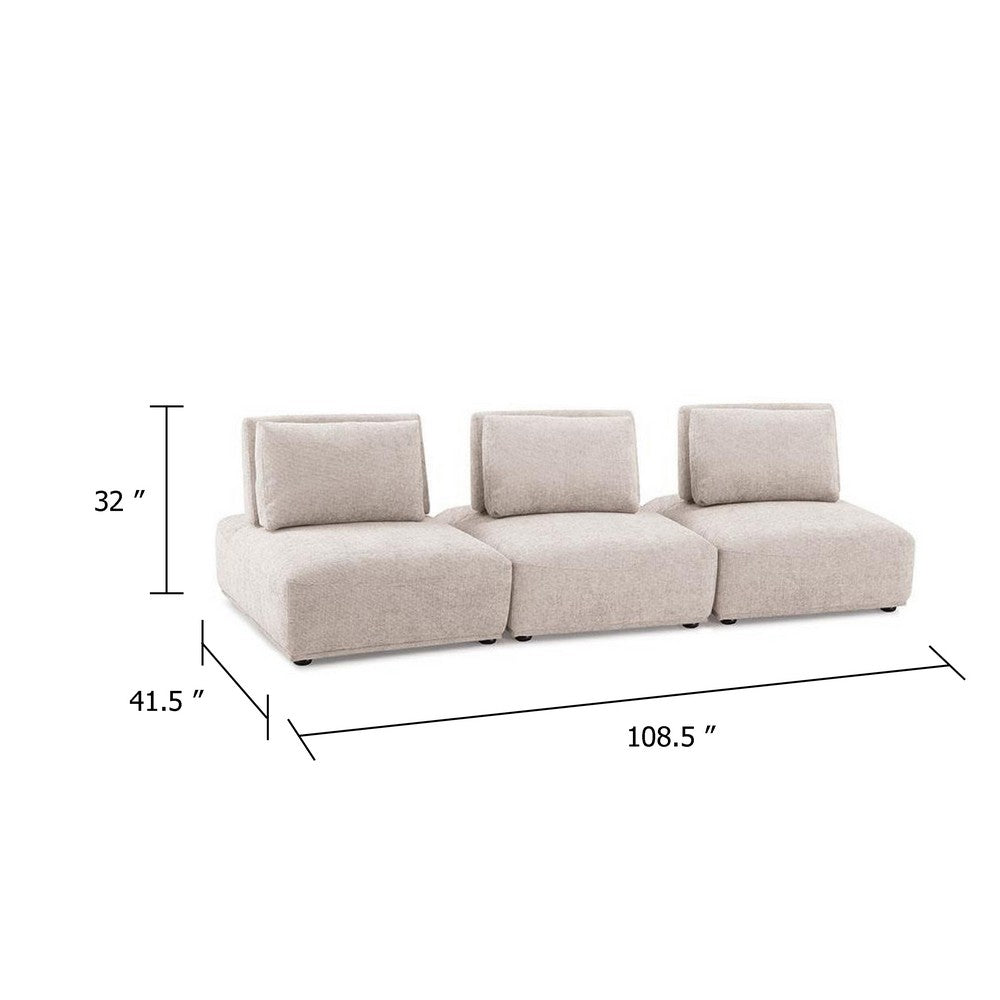Stavan Modular 3 Seater Sofa | Light Brown Boucle | Adjustable Backs