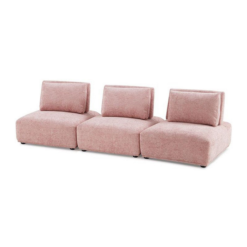 Stavan Modular 3 Seater Sofa | Pink Boucle | Adjustable Backs | 109"