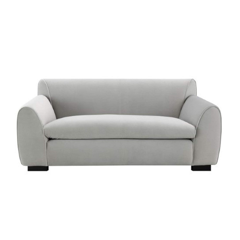 Sero 2pc Sofa and Loveseat Set | Bench Style Seat | Light Gray Velvet