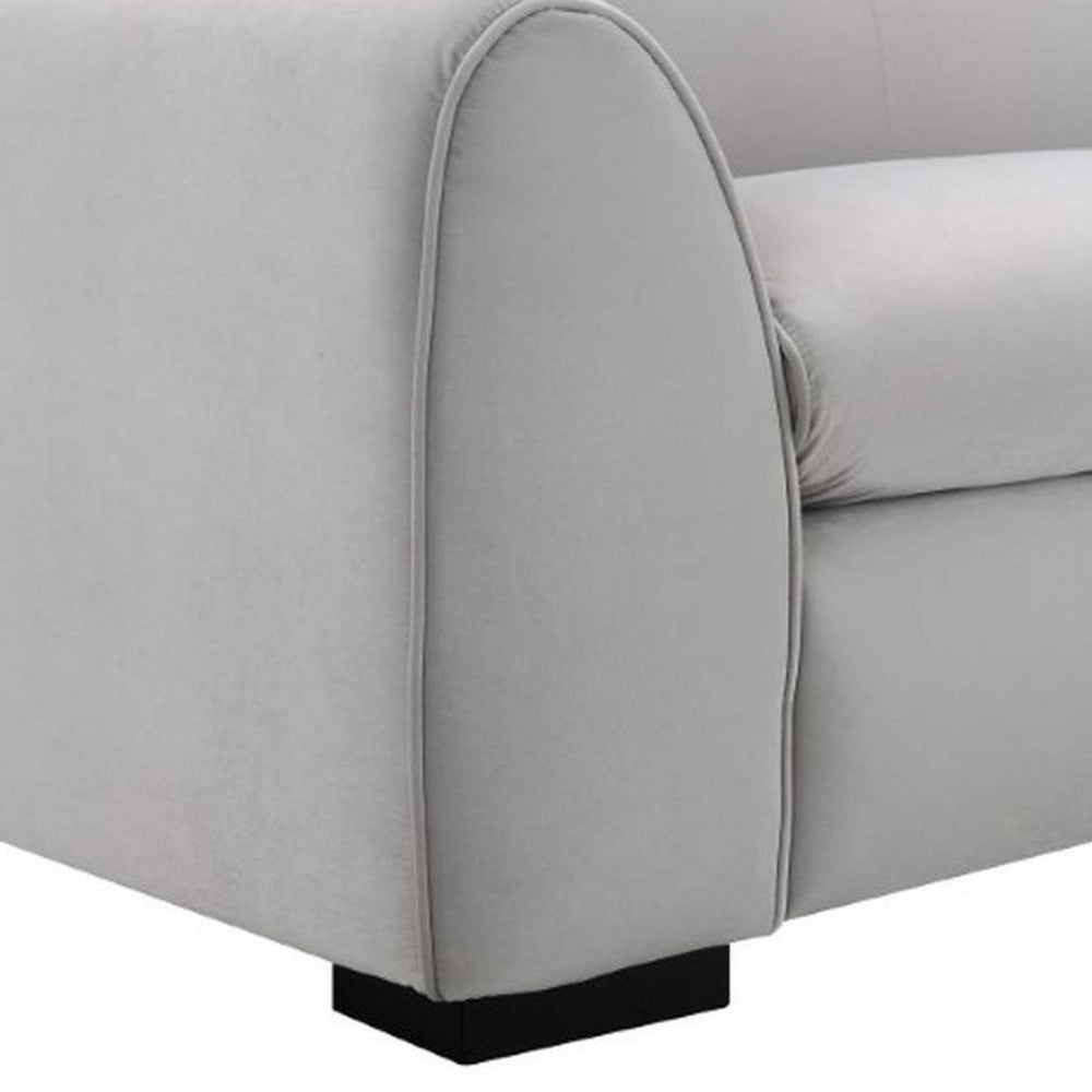 Sero 2pc Sofa and Loveseat Set | Bench Style Seat | Light Gray Velvet