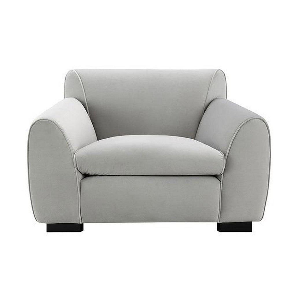 Sero Accent Armchair | Foam Padded Seat | Modern Light Gray Velvet