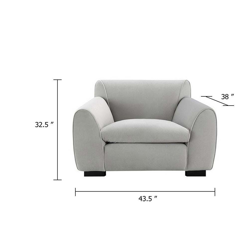 Sero Accent Armchair | Foam Padded Seat | Modern Light Gray Velvet