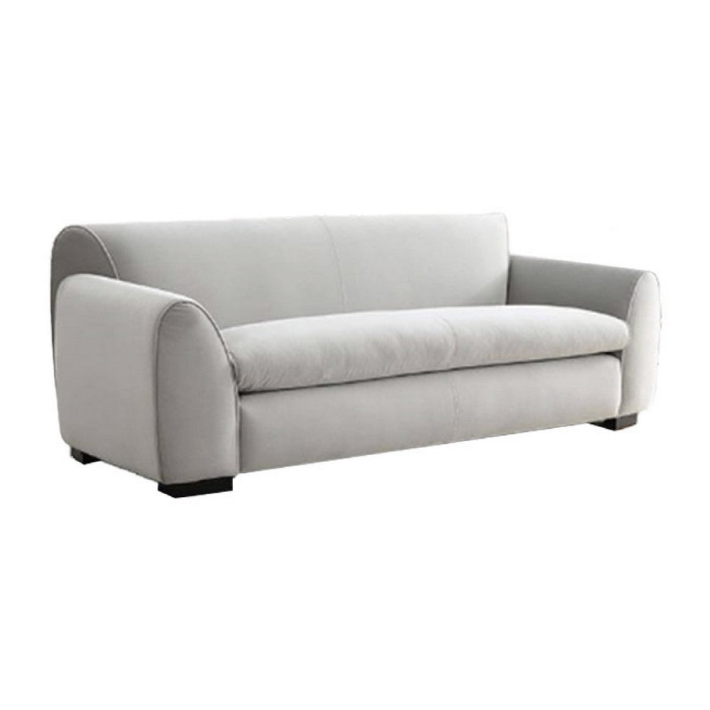 Sero Loveseat | Padded Bench Seat | Modern Light Gray Velvet 69"