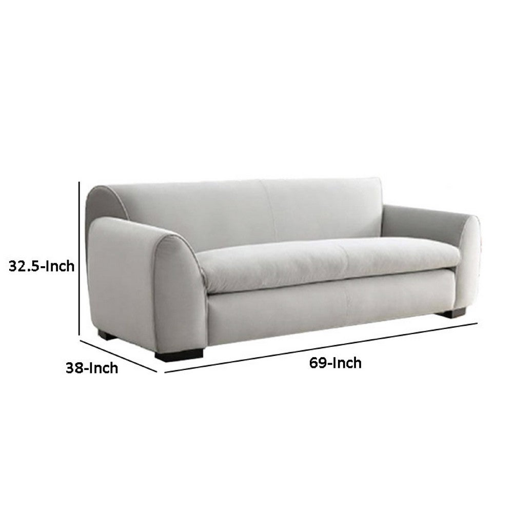 Sero Loveseat | Padded Bench Seat | Modern Light Gray Velvet 69"