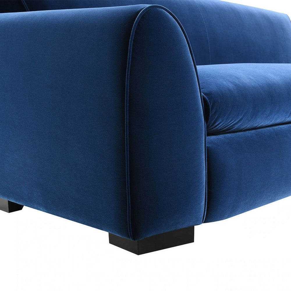 Sero 2pc Sofa and Loveseat Set | Bench Style Seat | Royal Blue Velvet