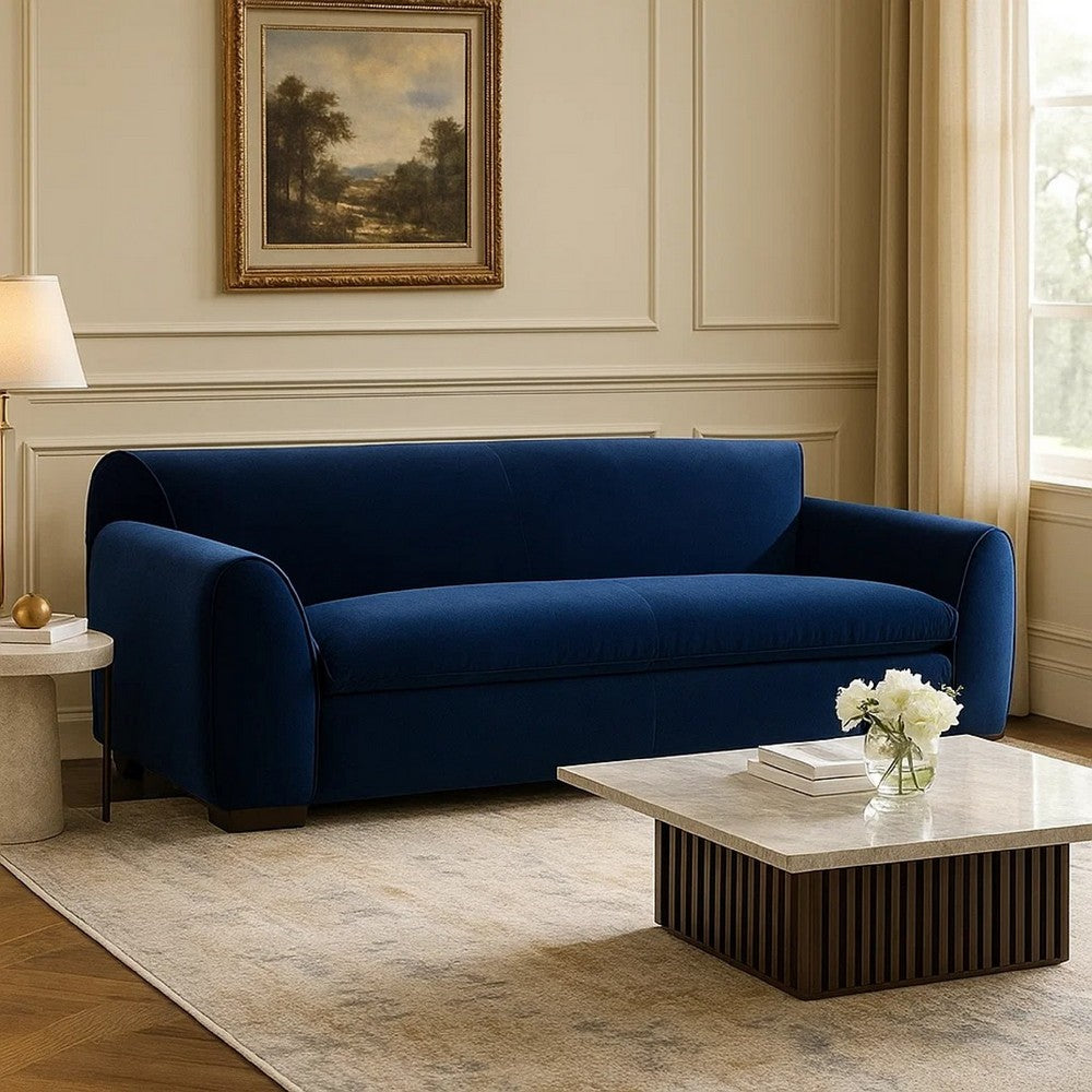 Sero Loveseat | Padded Bench Seat | Modern Royal Blue Velvet 69"