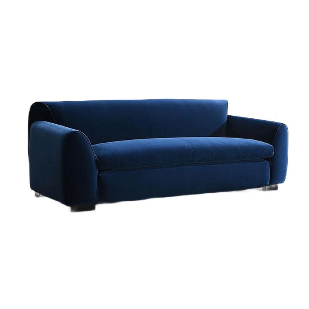 Sero Sofa | Padded Bench Style Seat | Modern Royal Blue Velvet 89"