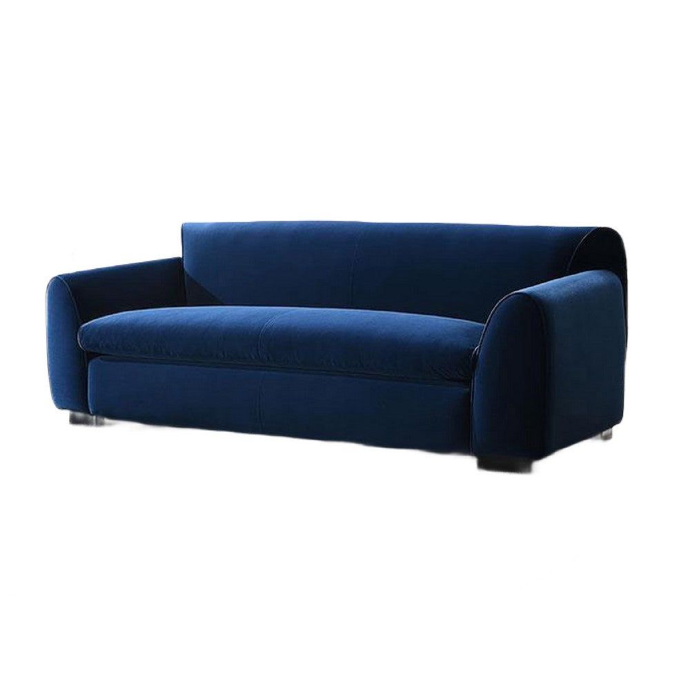 Sero Sofa | Padded Bench Style Seat | Modern Royal Blue Velvet 89"