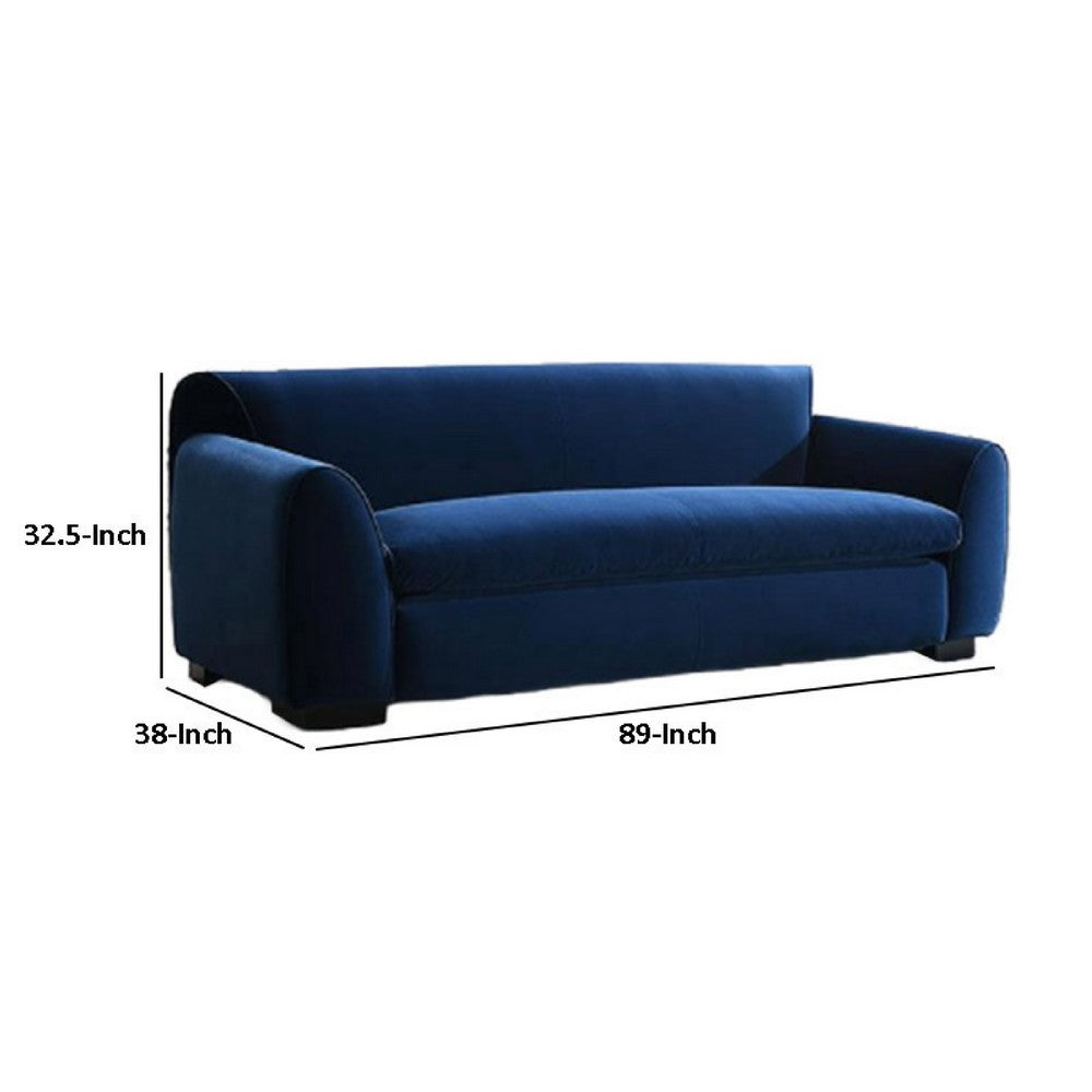 Sero Sofa | Padded Bench Style Seat | Modern Royal Blue Velvet 89"