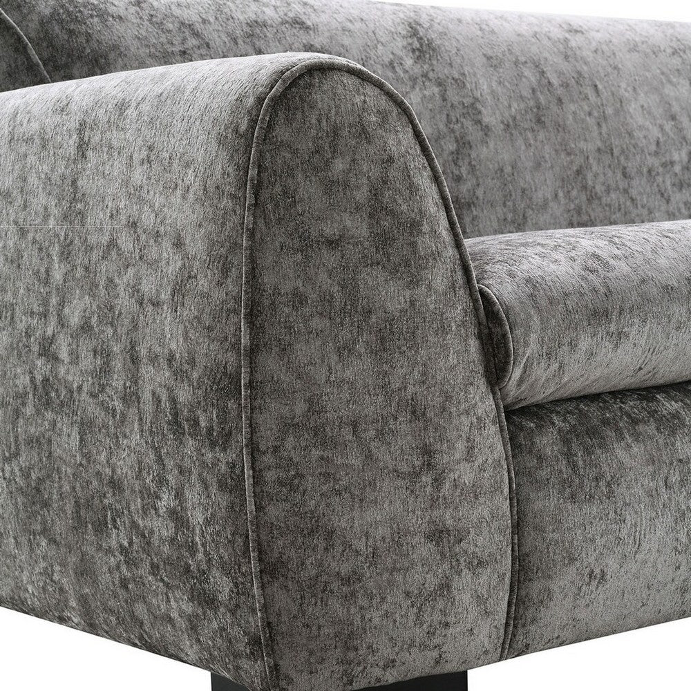 Sero 2pc Sofa and Loveseat Set | Bench Style Seat | Dark Gray Velvet