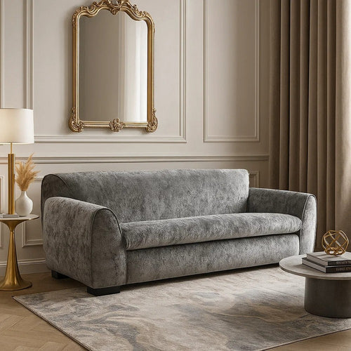 Sero Loveseat | Padded Bench Style Seat | Modern Dark Gray Velvet 69"