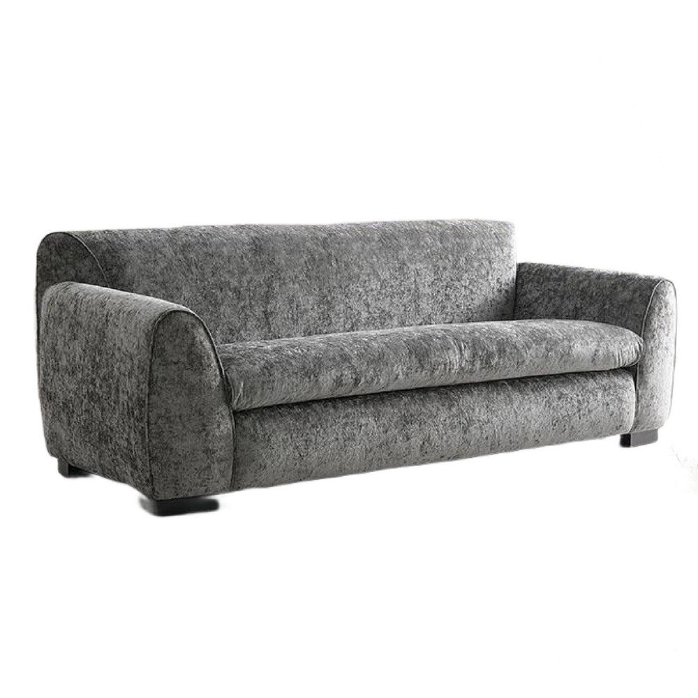 Sero Sofa | Padded Bench Style Seat | Modern Dark Gray Velvet 89"