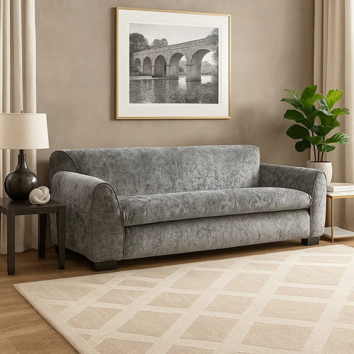 Sero Sofa | Padded Bench Style Seat | Modern Dark Gray Velvet 89"
