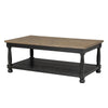 Ginie Coffee Table | Rustic Black and Brown Solid Rubberwood | 48"