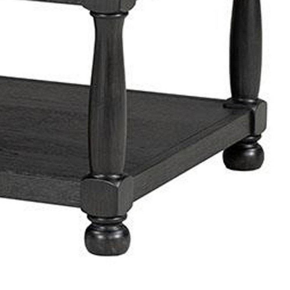 Ginie Coffee Table | Rustic Black and Brown Solid Rubberwood | 48"