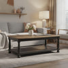 Ginie Coffee Table | Rustic Black and Brown Solid Rubberwood | 48"