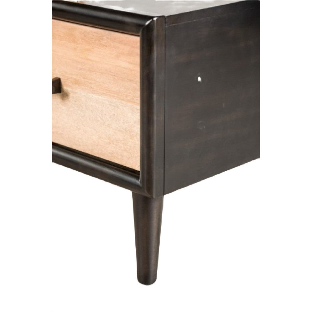 Lucas Coffee Table | 2 Drawers | Brown | Black Solid Rubberwood | 52"