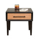 Lucas Side End Table | 1 Drawer | Brown | Black Solid Rubberwood | 24"